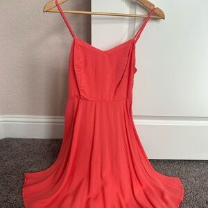 Old Navy Coral Slip Midi Dress with Spaghetti Straps